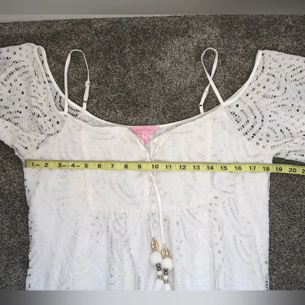 Lilly Pulitzer Alanna Dress in Marine Tropic Lace Resort White Size Medium - Picture 13 of 16